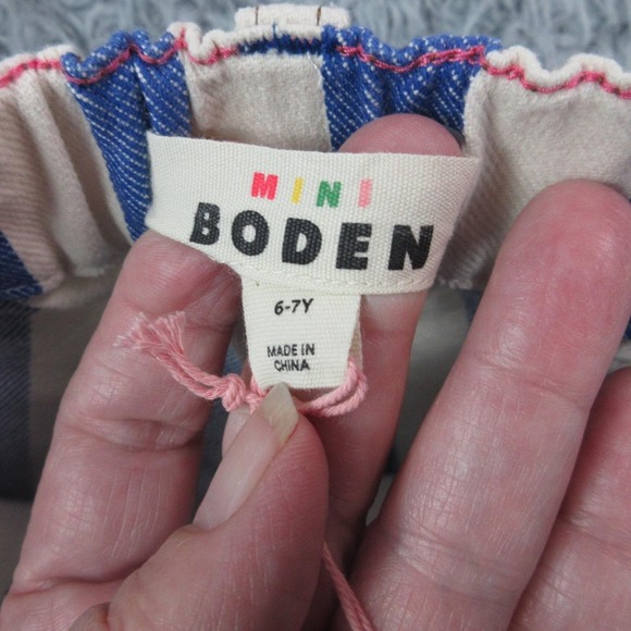 Mini Boden Shorts Girls 6-7Y Blue White Stripe Cotton Denim Pockets 20x1.5* NWT - Picture 9 of 14
